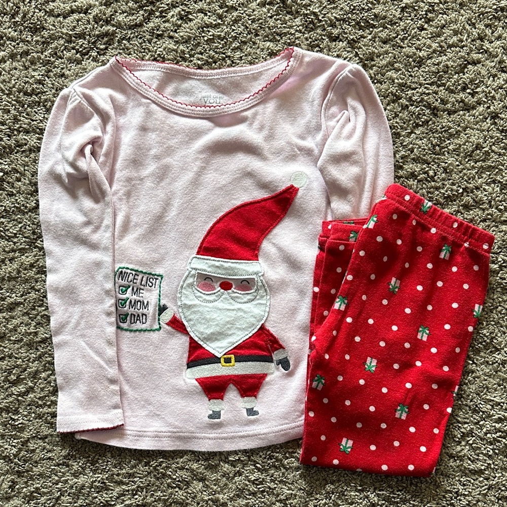 Santa Claus Kids Pajama Set - Pink and Red